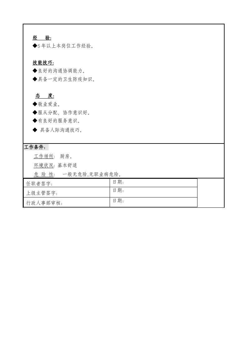 厨师岗位职责说明书.docx 第2页