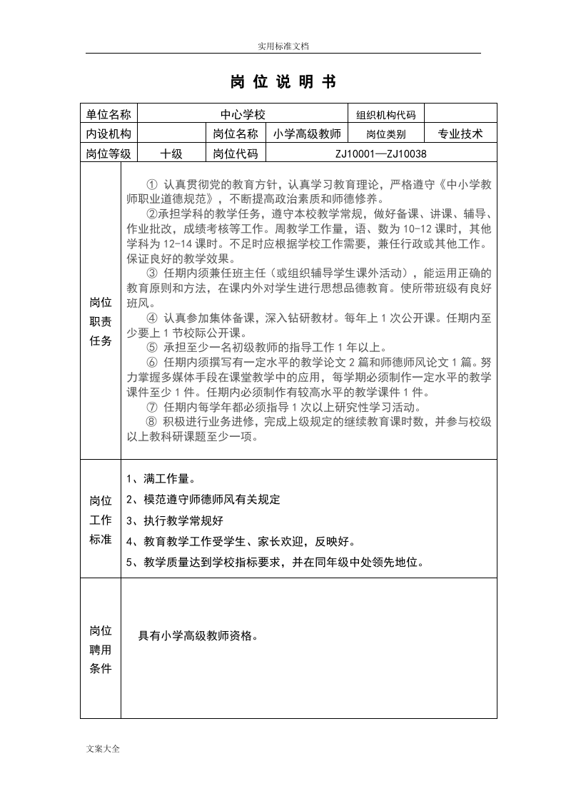 小学教师岗位说明书.doc 第3页