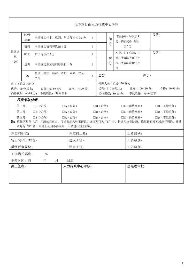 员工转正晋升考核表 .doc 第3页