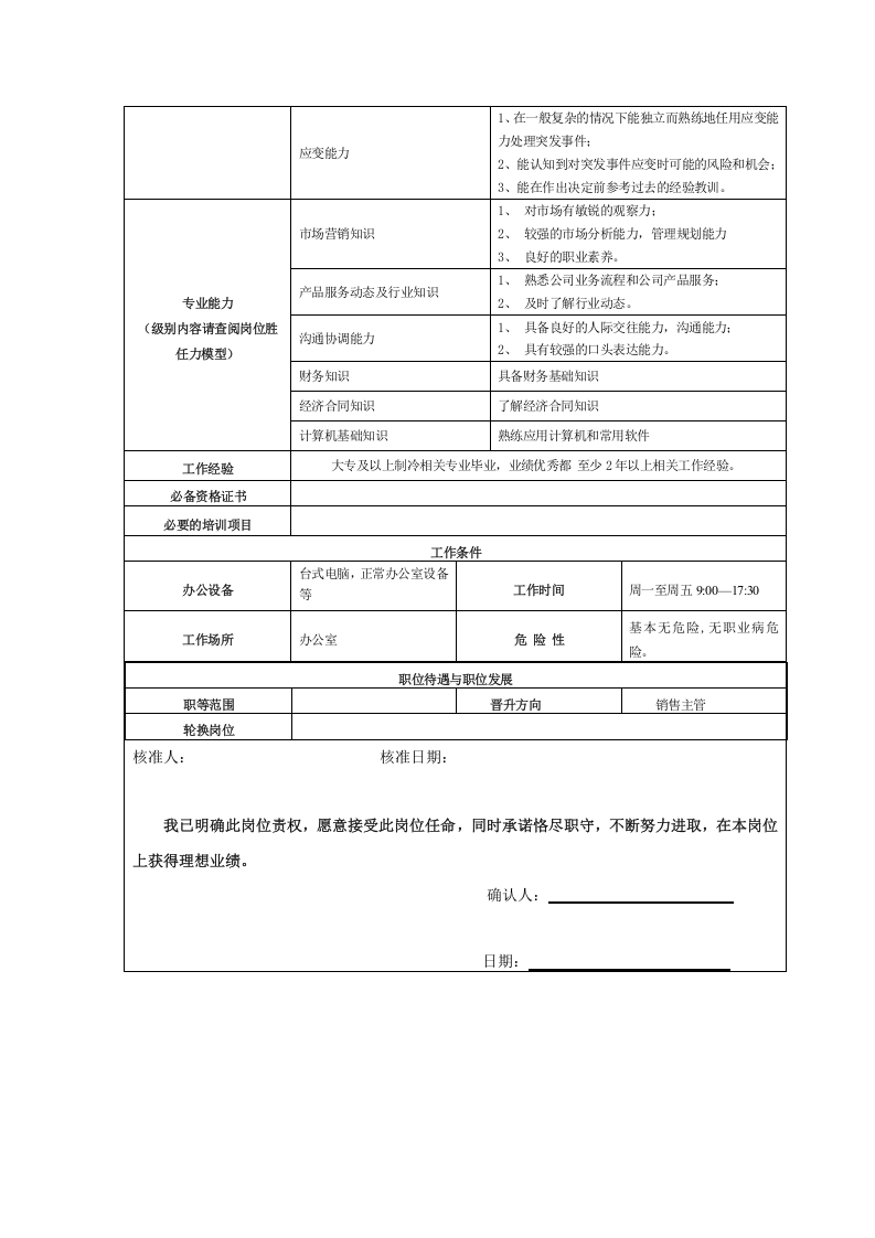 销售部销售岗位说明书.doc 第4页