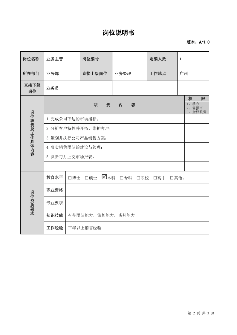 销售人员岗位职责说明书.doc 第2页