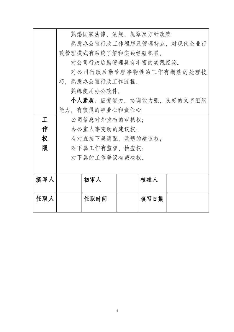 办公室岗位说明书.doc 第4页