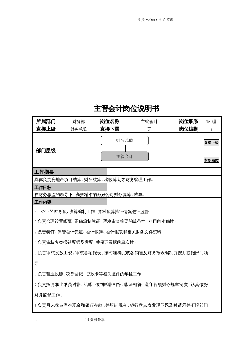 财务部岗位说明书模板.doc 第5页
