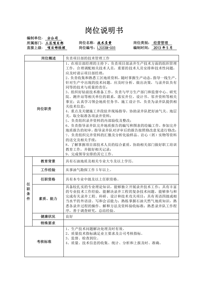 工区项目部岗位说明书.doc 第3页