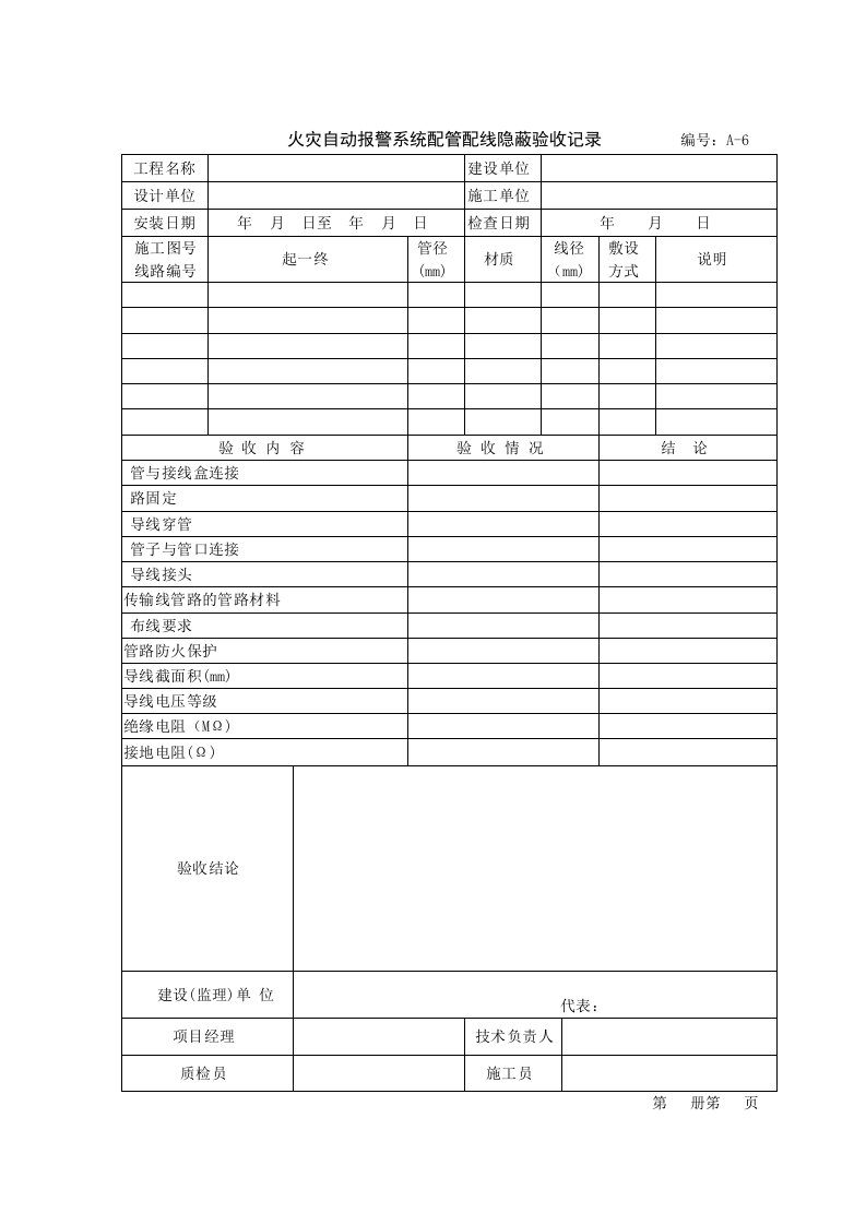 (编号;A-6)火灾自动报警配管配线隐蔽验收记录.doc 第1页