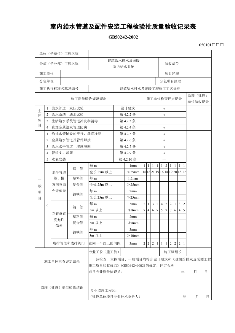 2、室内给水管道及配件安装检验批.doc 第2页