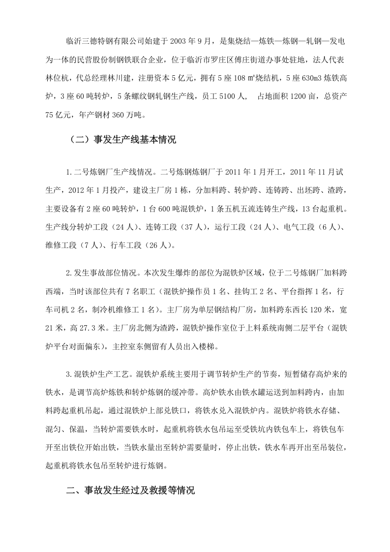 临沂三德特钢铁水外溢事故调查报告.docx 第2页
