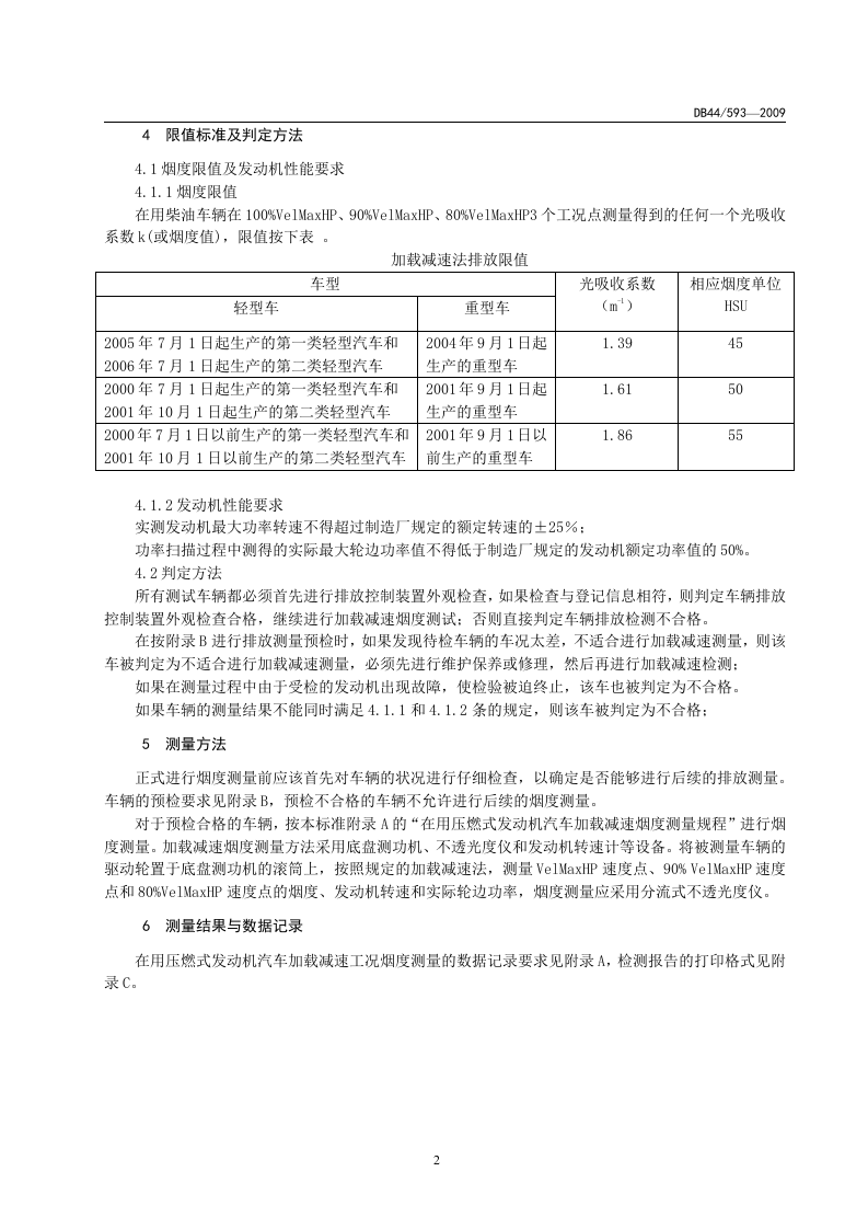 DB44_593-2009 在用压燃式发动机汽车排气烟度排放限值及测量方法(加载减速工况法).doc 第5页