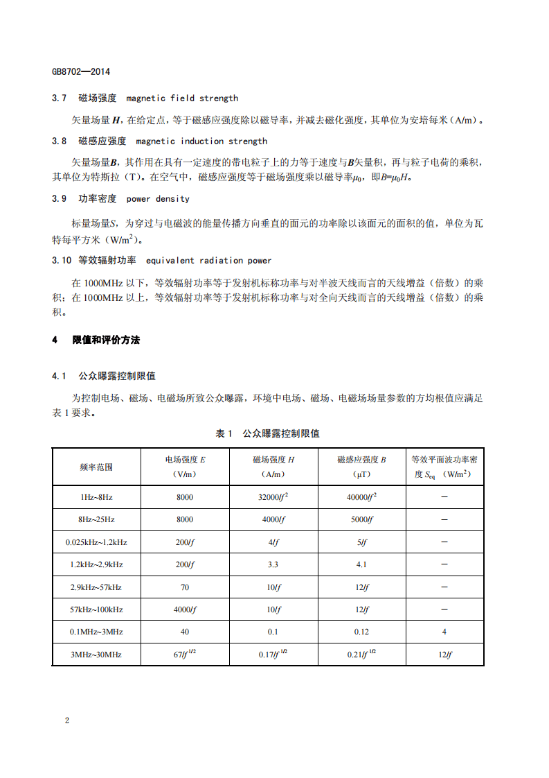GB 8702-2014 电磁环境控制限值.pdf 第5页