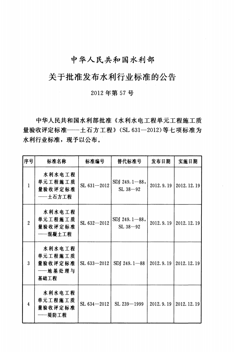 SL636-2012水利水电工程单元工程施工质量验收评定标准&mdash;&mdash;水轮发电机组安装工程.pdf 第2页
