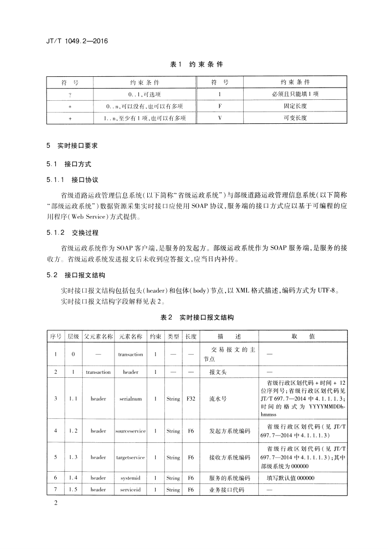 JTT1049.2-2016 道路运政管理信息系统 第2部分数据资源采集接口.pdf 第5页