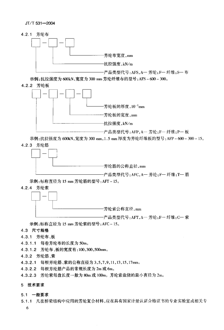 JTT531-2004 桥梁结构用芳纶纤维复合材料.pdf 第5页
