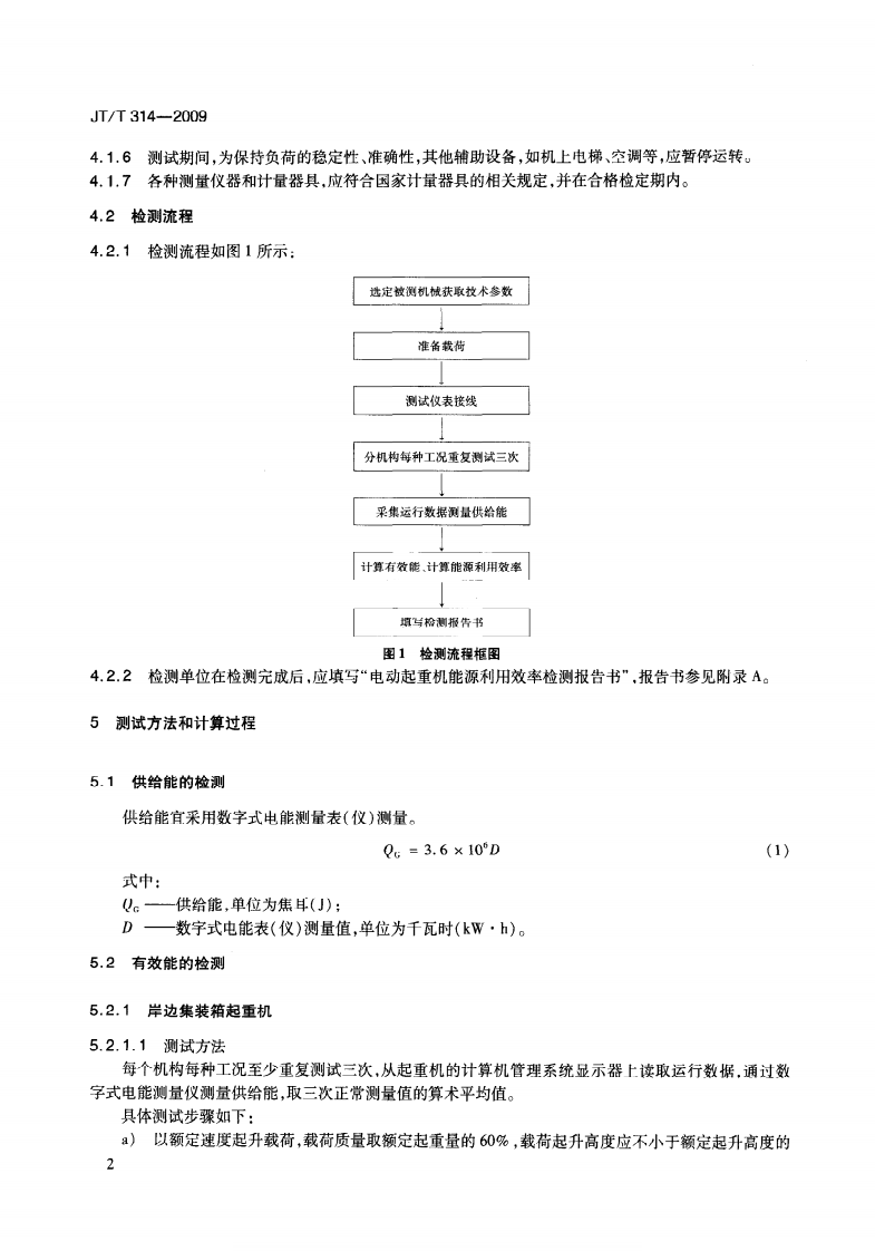 JTT314-2009 港口电动式起重机能源利用效率检测方法.pdf 第5页