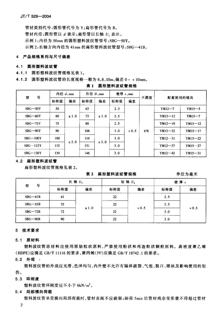 JTT529-2004 预应力混凝土桥梁用塑料波纹管.pdf 第5页