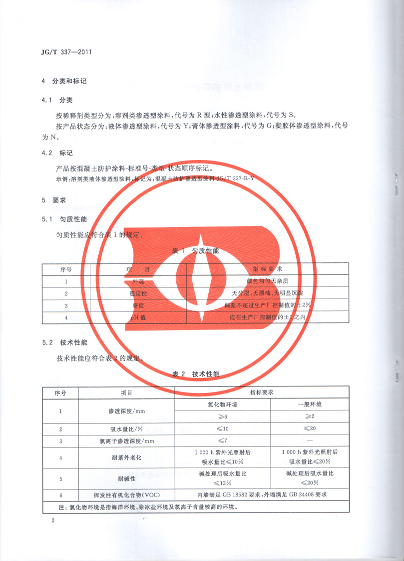 JGT337-2011 混凝土结构防护用渗透型涂料.pdf 第4页