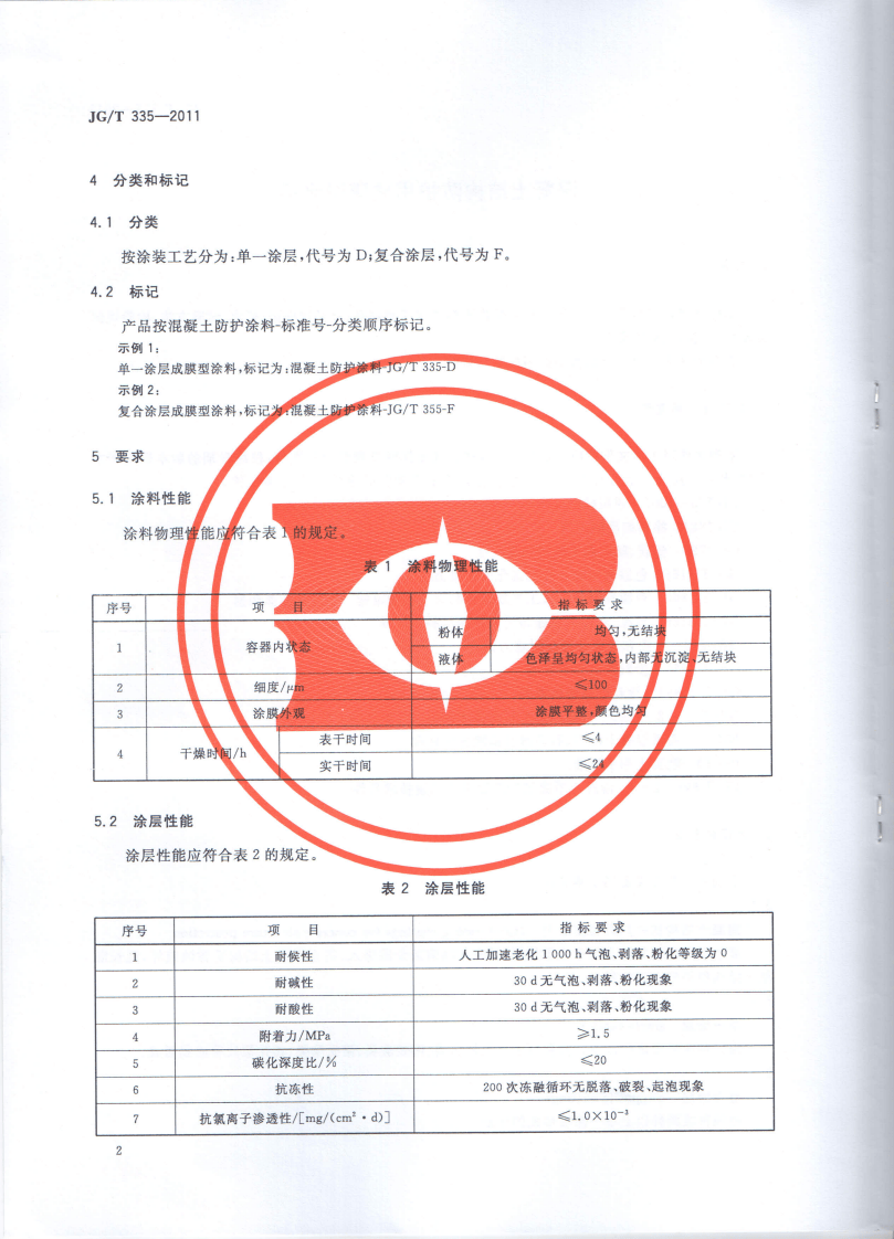JGT335-2011 混凝土结构防护用成膜型涂料.pdf 第4页