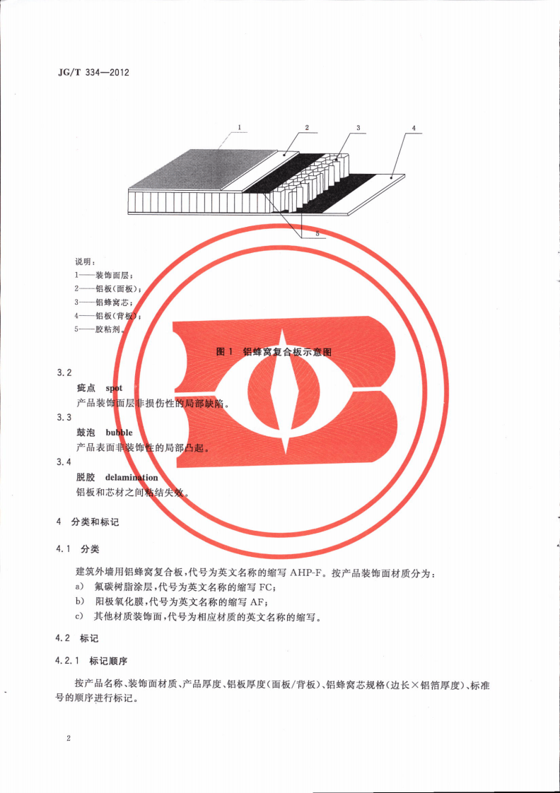 JGT334-2012 建筑外墙用铝窝复合板.pdf 第5页