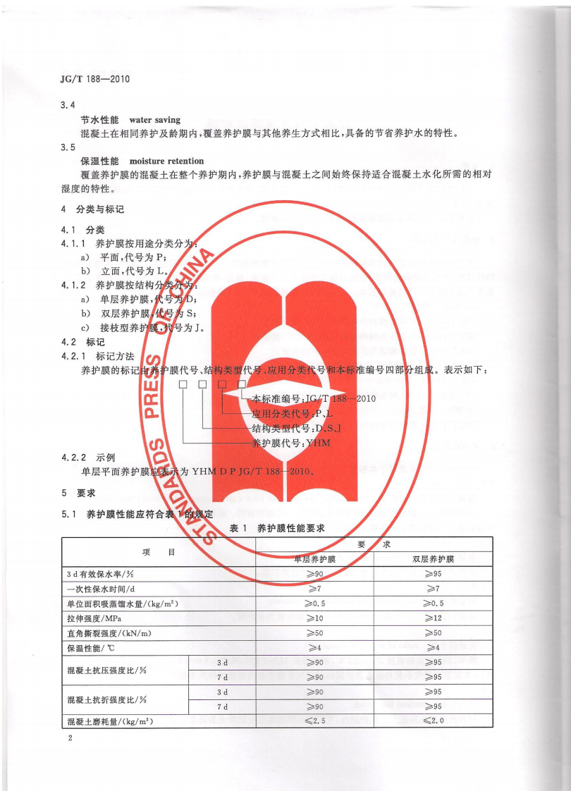 JGT188-2010 混凝土节水保湿养护膜.pdf 第4页