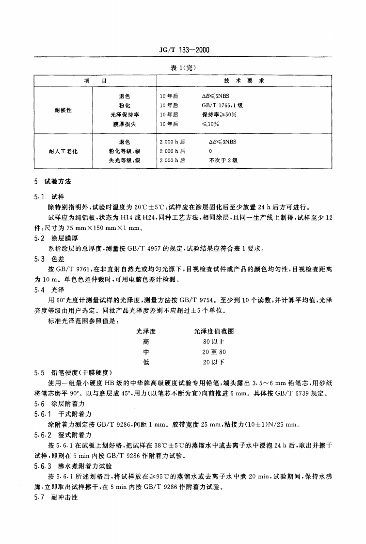 JGT133-2000 建筑用铝型材、铝板氟碳涂层.pdf 第4页