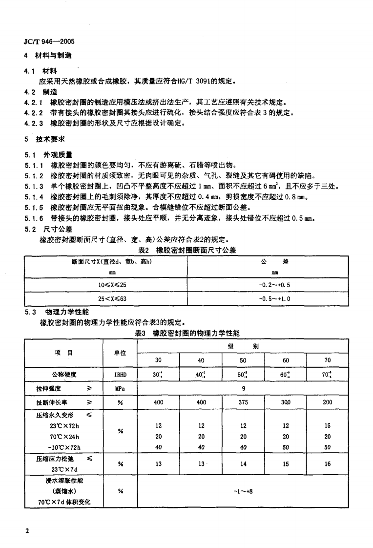 JCT946-2005 混凝土和钢筋混凝土排水管用橡胶密封圈.pdf 第4页