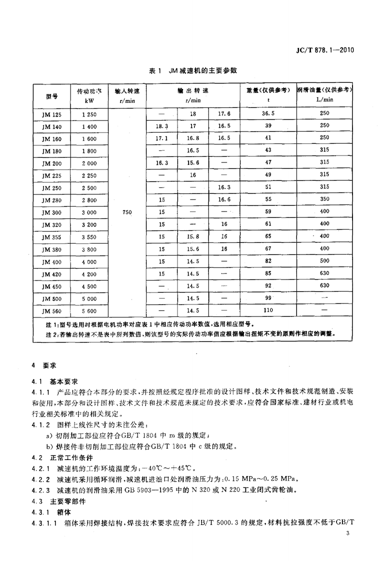 JCT878.1-2010 水泥工业用硬齿面减速机 第1部分中心传动磨机.pdf 第5页