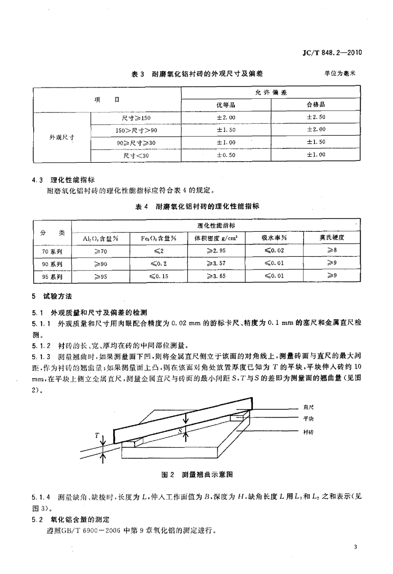 JCT848.2-2010 耐磨氧化铝衬砖.pdf 第5页