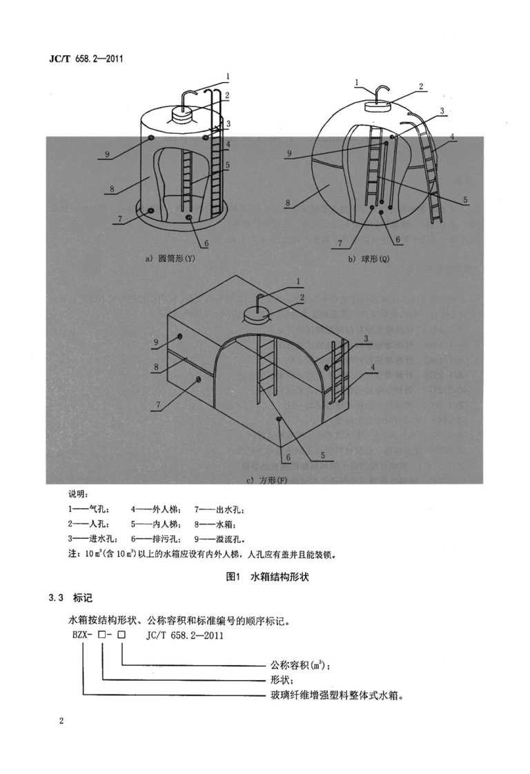 JCT658.2-2011 玻璃纤维增强塑料水箱 第2部分手糊成型整体式水箱.pdf 第4页