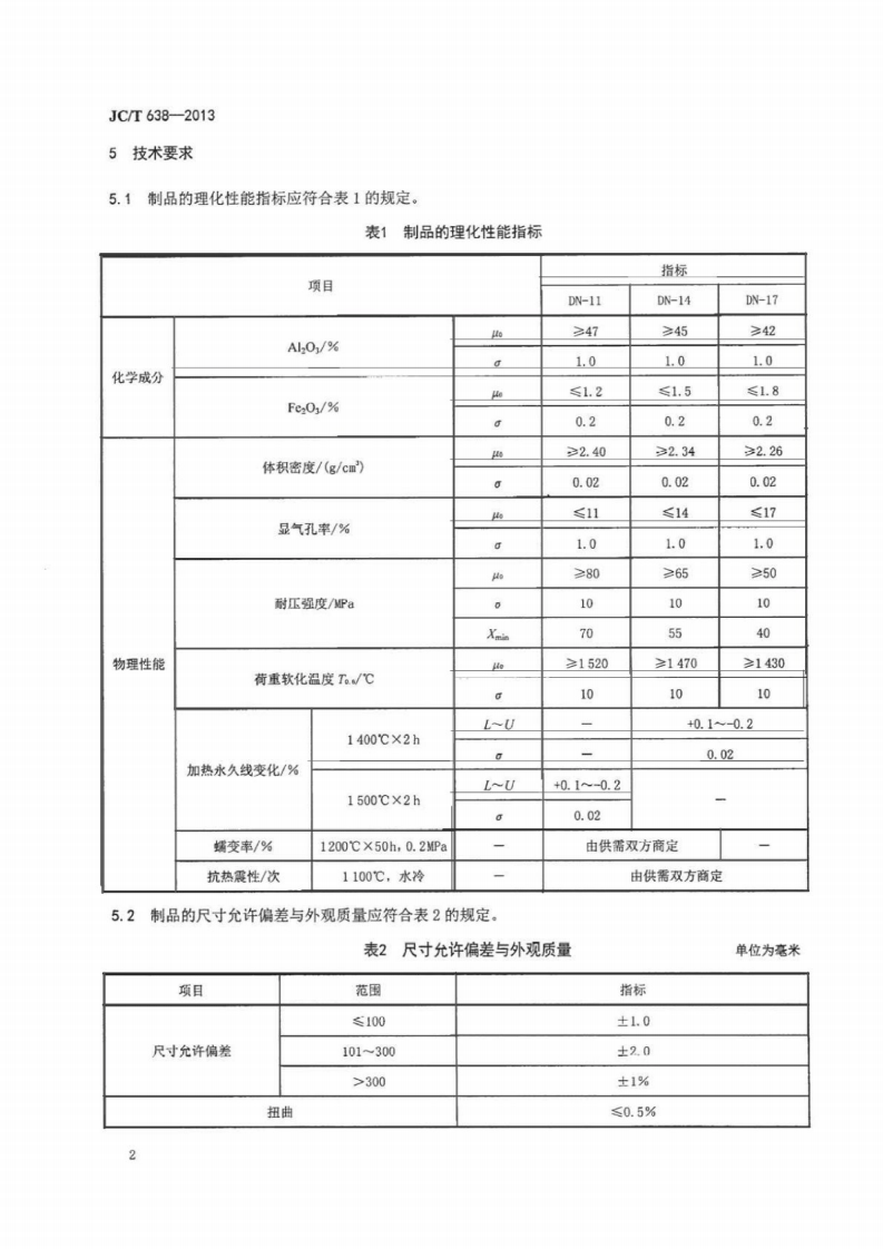 JCT638-2013 玻璃窑用低气孔率粘土砖.pdf 第4页