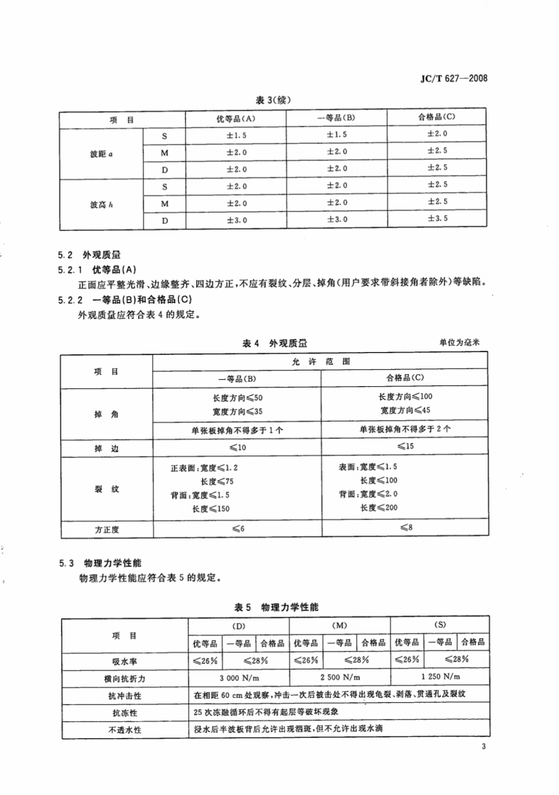 JCT627-2008 非对称截面石棉水泥半波板.pdf 第5页