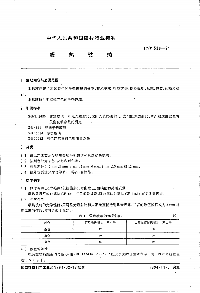 JCT536-1994 吸热玻璃.pdf 第2页