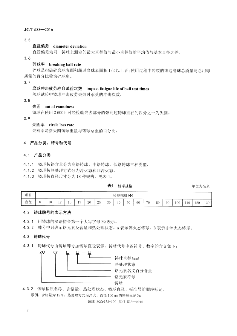JCT533-2016 建材工业用铬合金铸造磨球.pdf 第4页