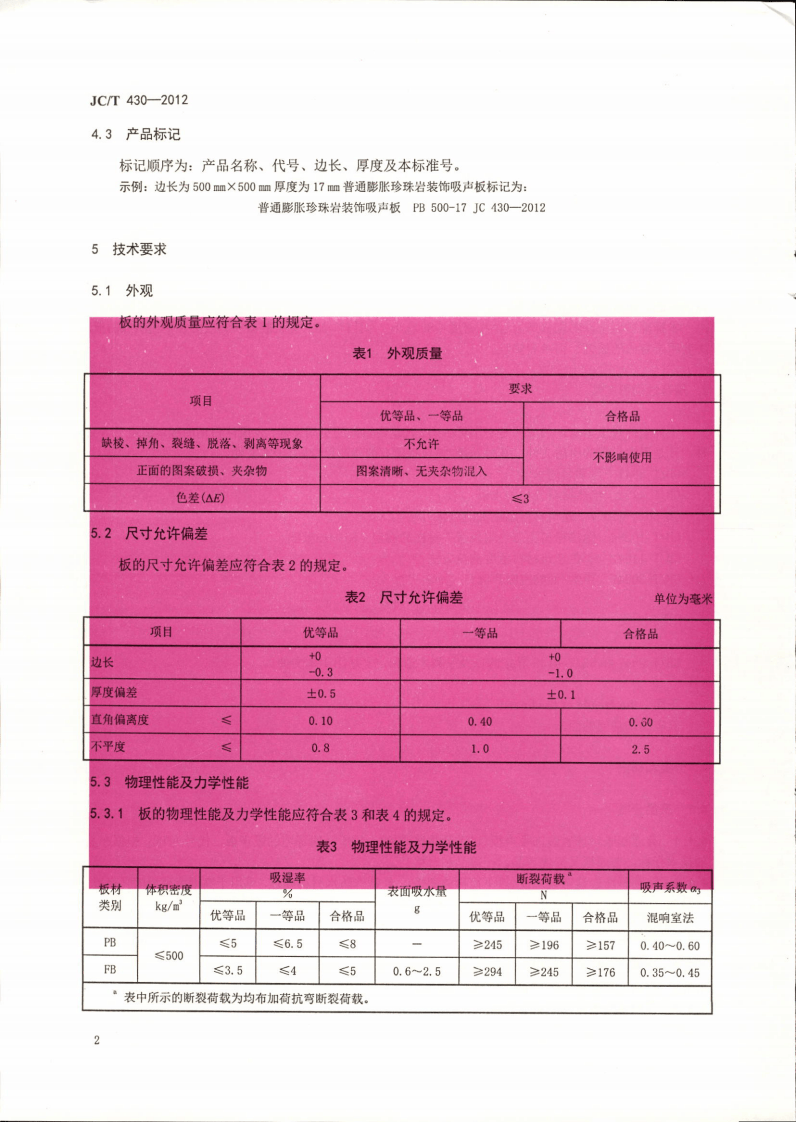 JCT430-2012 膨胀珍珠岩装饰吸声板.pdf 第4页