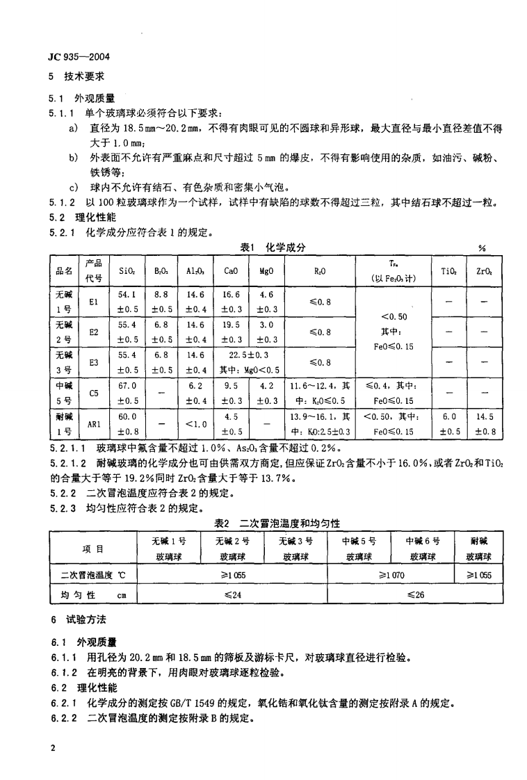 JC935-2004 玻璃纤维工业用玻璃球.pdf 第4页