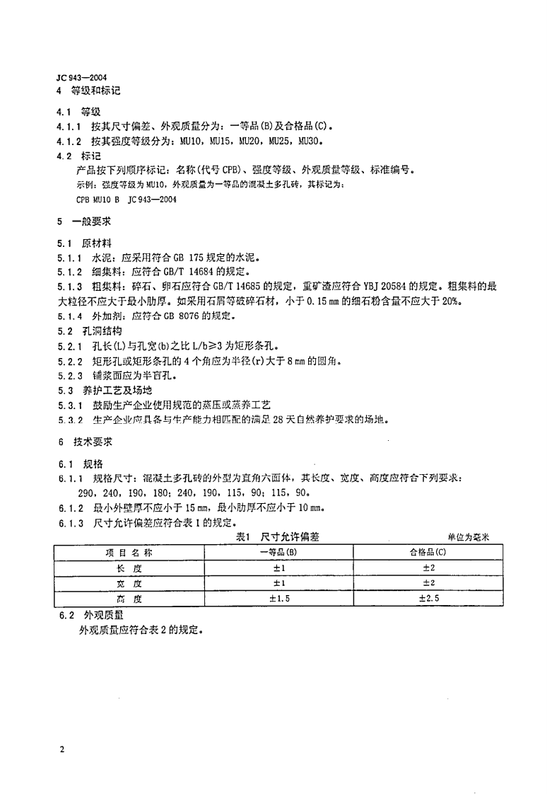 JC943-2004 混凝土多孔砖.pdf 第4页