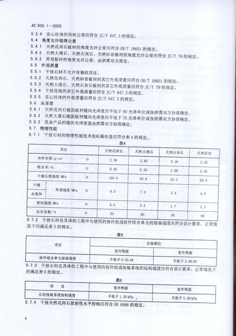 JC830.1-2005 干挂饰面石材及其金属挂件 第1部分干挂饰面石材.pdf 第5页