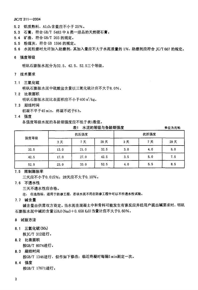 JC311-2004 明矾石膨胀水泥.pdf 第4页
