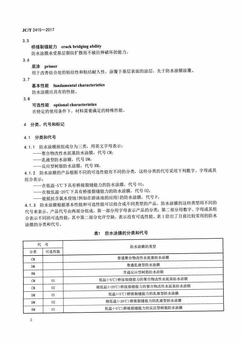 JCT2415-2017 用于陶瓷砖粘结层下的防水涂膜.pdf 第4页