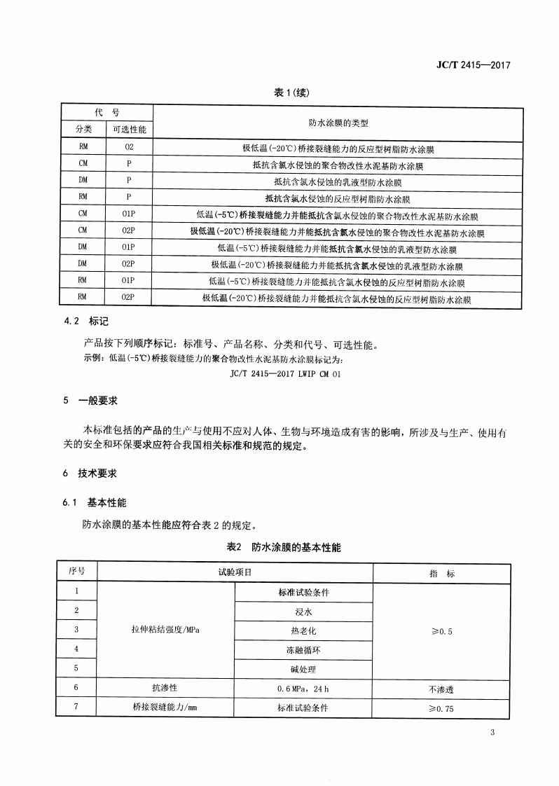 JCT2415-2017 用于陶瓷砖粘结层下的防水涂膜.pdf 第5页