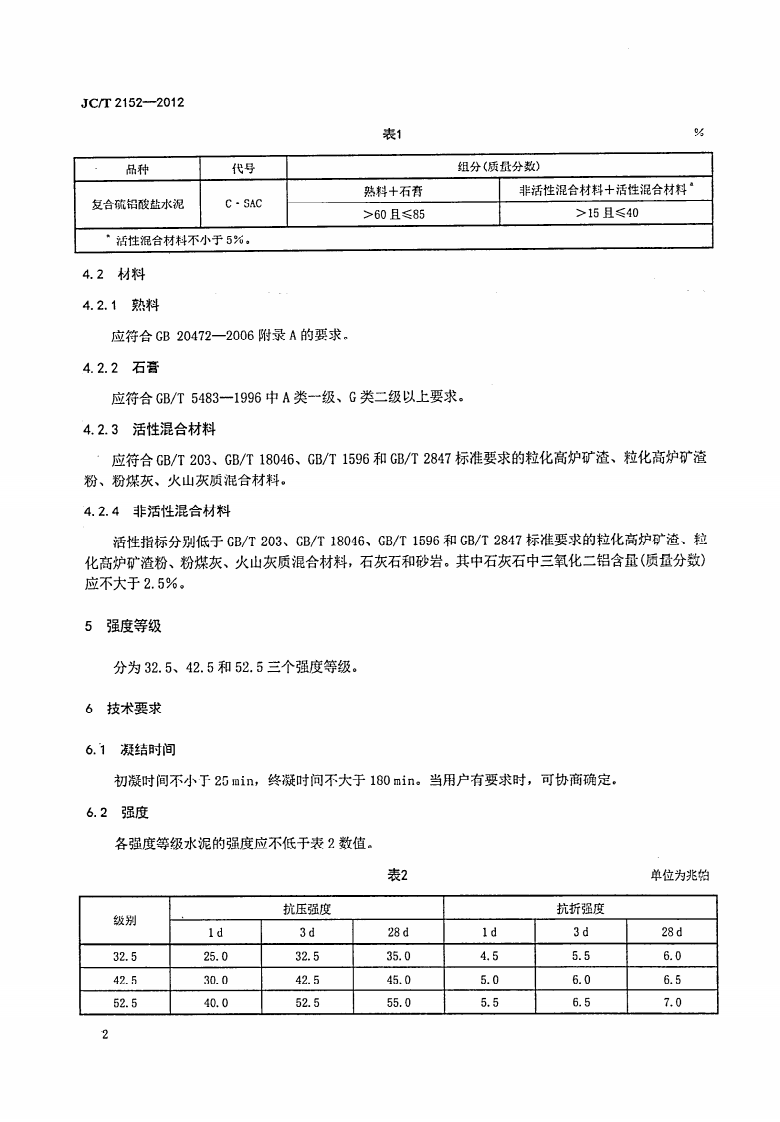 JCT2152-2012 复合硫铝酸盐水泥.pdf 第4页