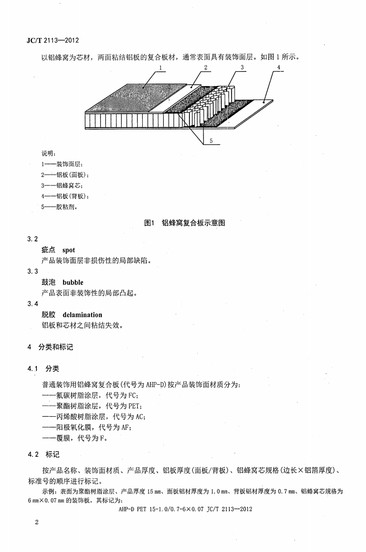 JCT2113-2012 普通装饰用铝窝复合板.pdf 第4页