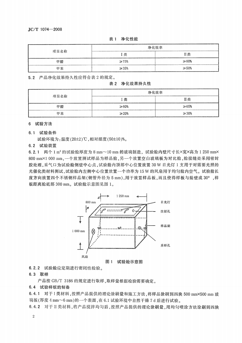 JCT1074-2008 室内空气净化功能涂覆材料净化性能.pdf 第4页