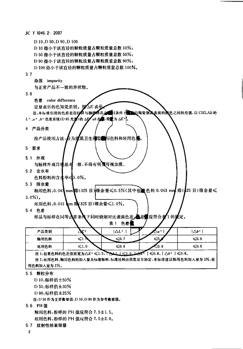 JCT1046.2-2007 建筑卫生陶瓷用色釉料 第2部分建筑卫生陶瓷用色料.pdf 第4页
