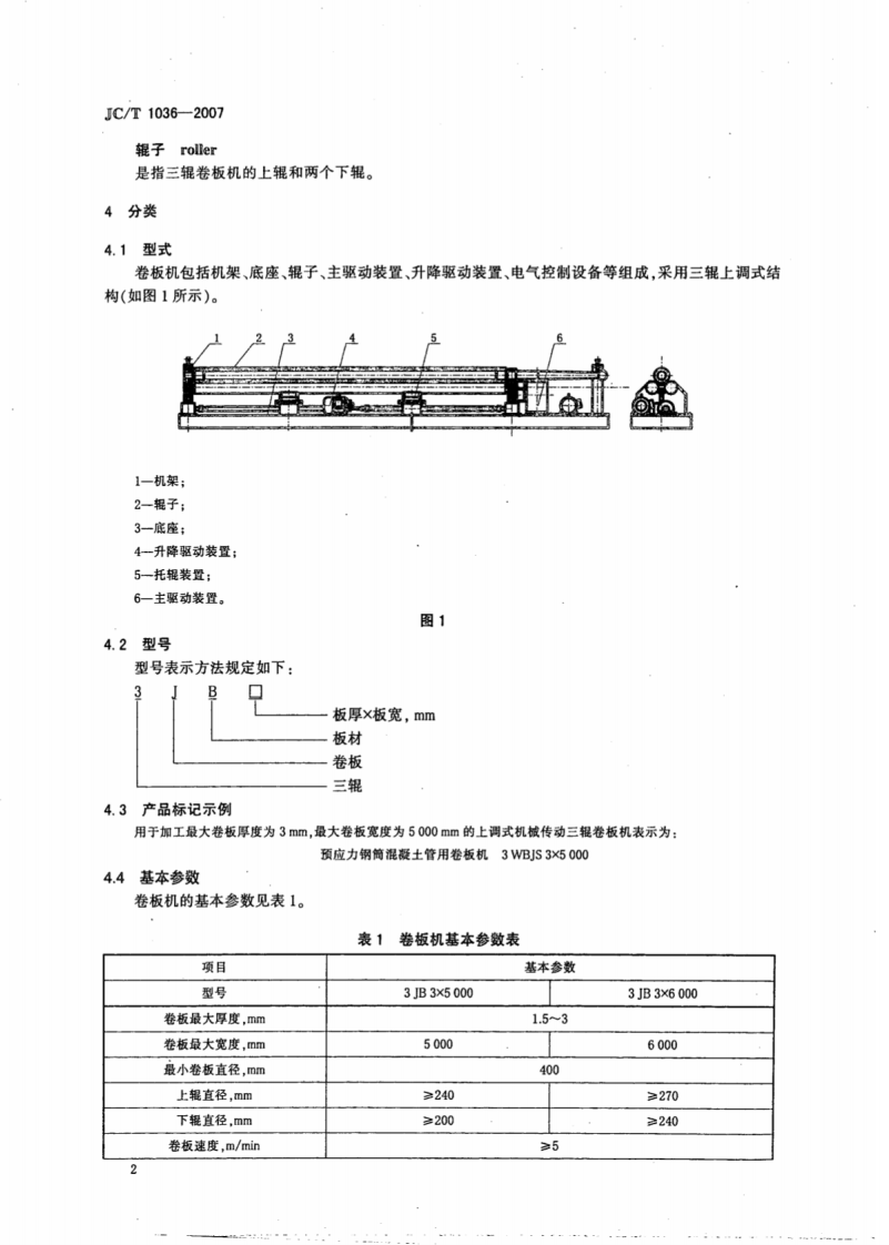 JCT1036-2007 预应力钢筒混凝土管用卷板机.pdf 第4页