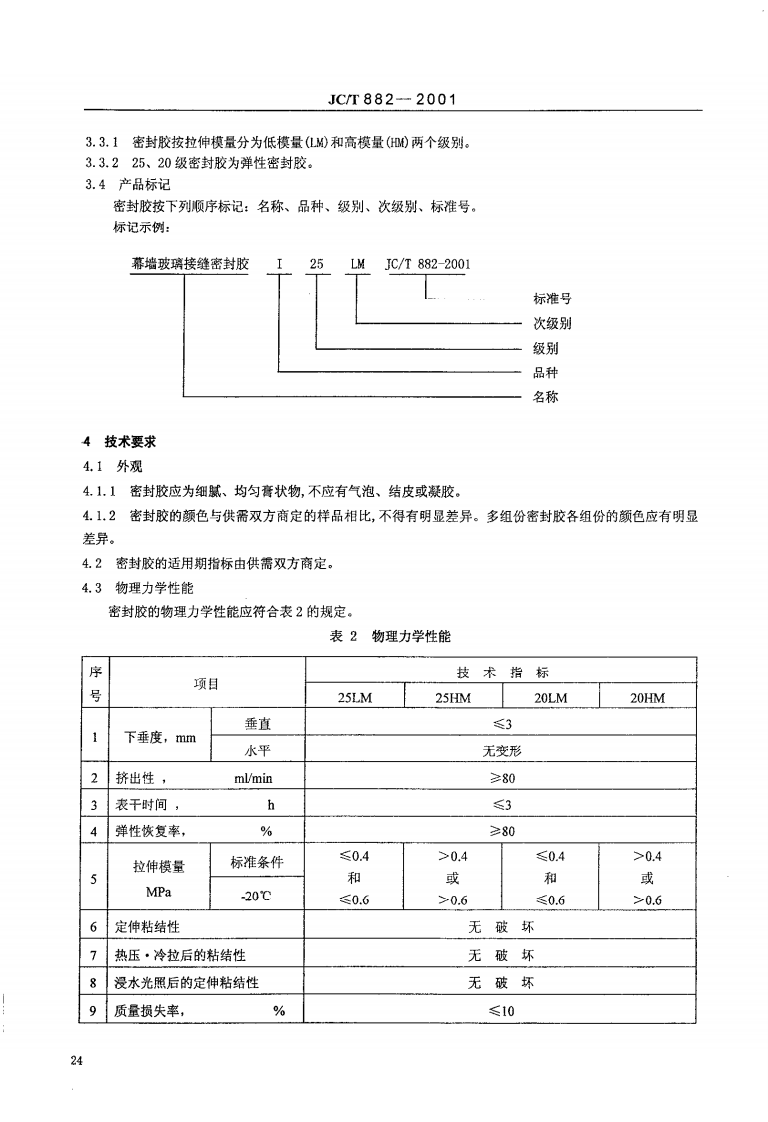JCT882-2001 幕墙玻璃接缝用密封胶.pdf 第3页