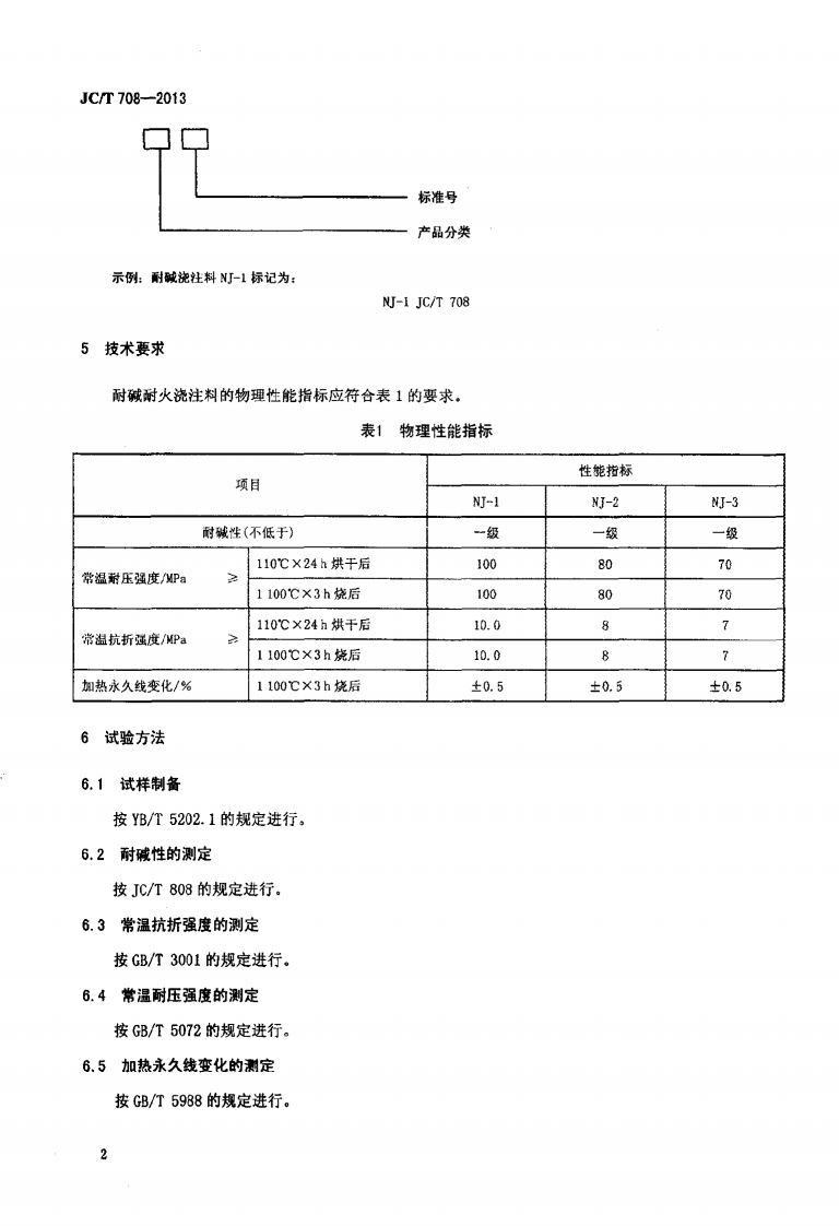 JCT708-2013 耐碱耐火浇注料.pdf 第4页