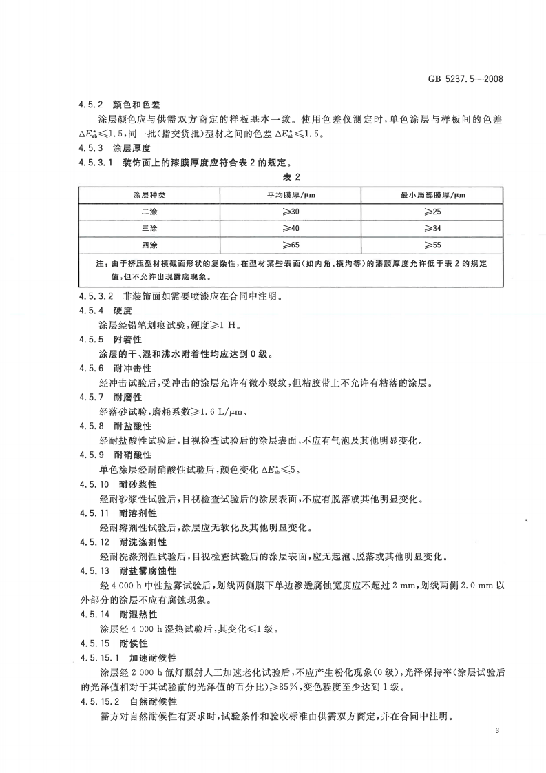 GB5237.5-2008 铝合金建筑型材 第5部分氟碳漆喷涂型材.pdf 第5页