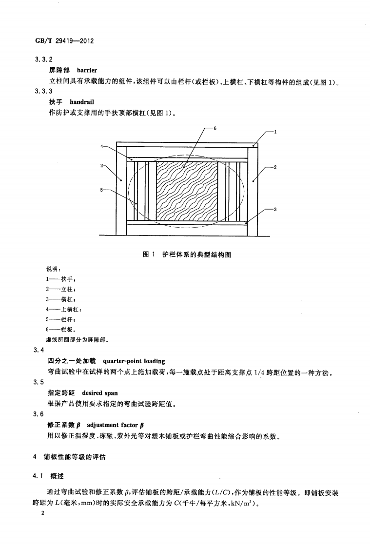 GBT29419-2012 塑木复合材料铺板性能等级和护栏体系性能.pdf 第4页