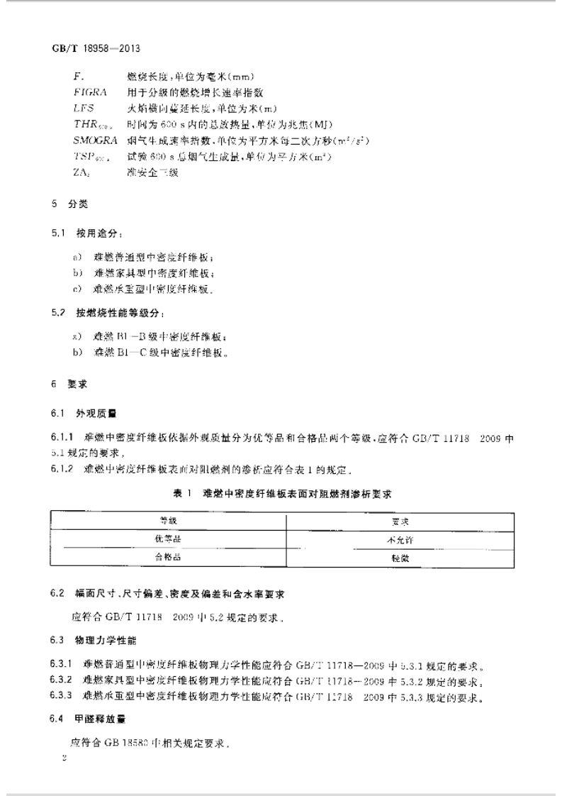 GBT18958-2013 难燃中密度纤维板.pdf 第4页