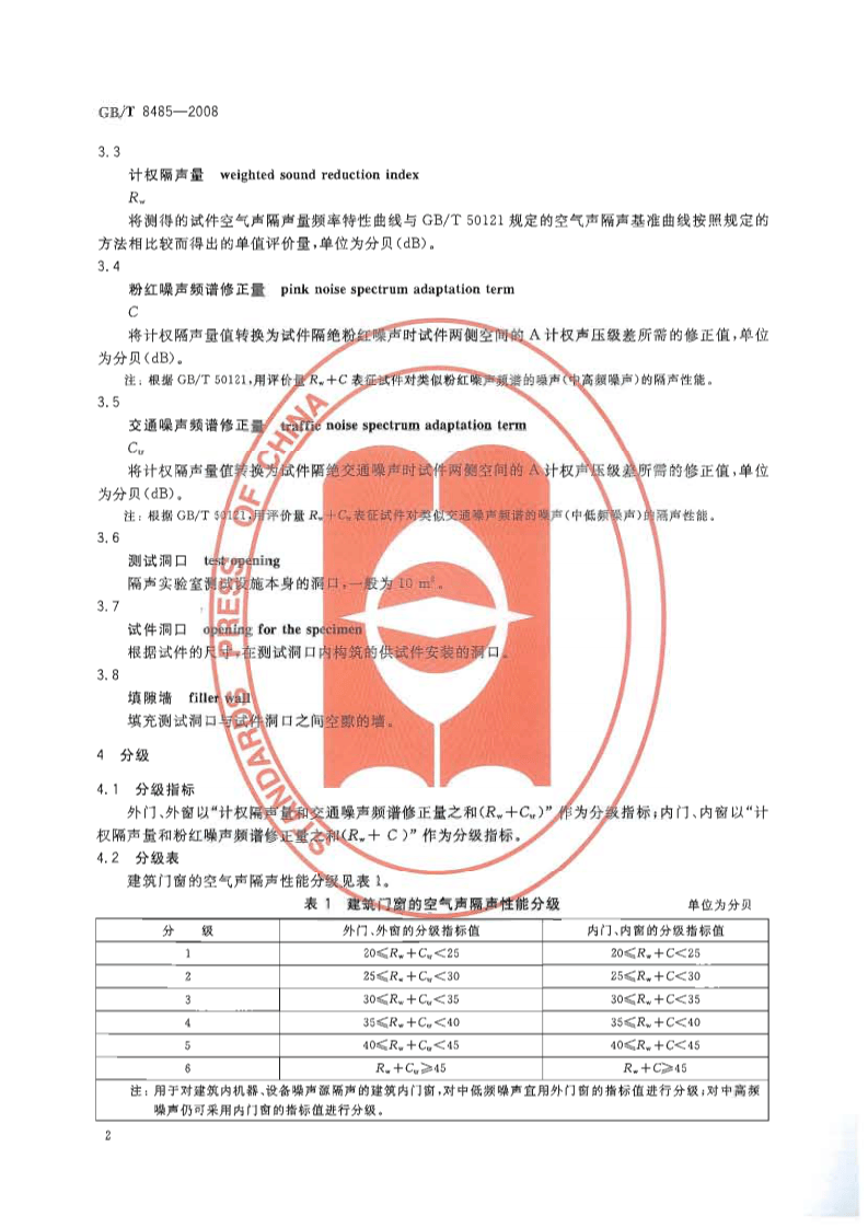 GBT8485-2008 建筑门窗空气声隔声性能分级及检测方法.pdf 第4页