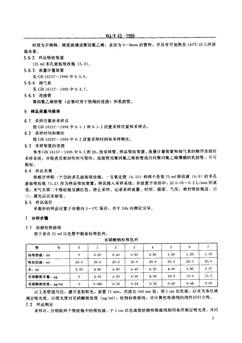 HJ_T 43-1999 固定污染源排气中氮氧化物的测定 盐酸萘乙二胺分光光度法.pdf 第4页